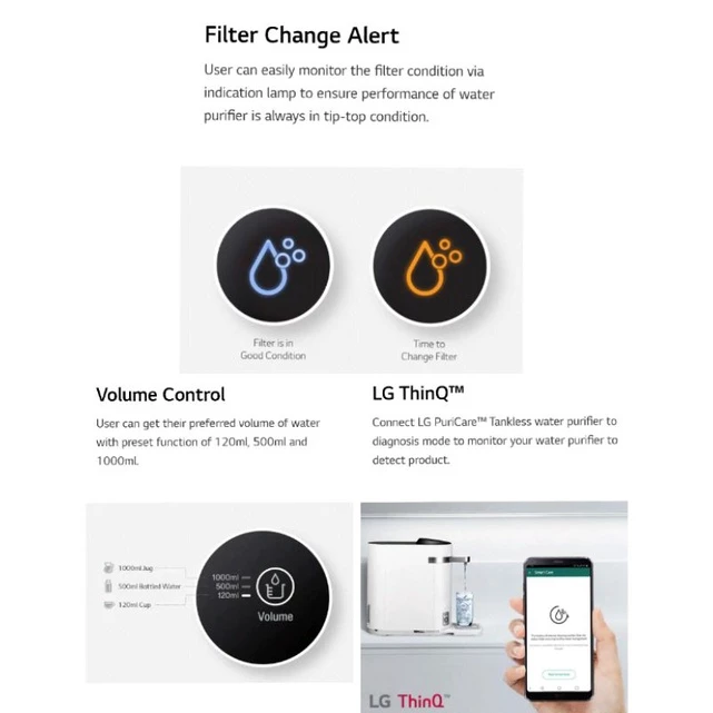 LG PuriCare WD516AN Tankless Water Purifier with 4 stages Filtration, Hot Cold Ambient Water Mode Free 1 Year Careship - Image 7