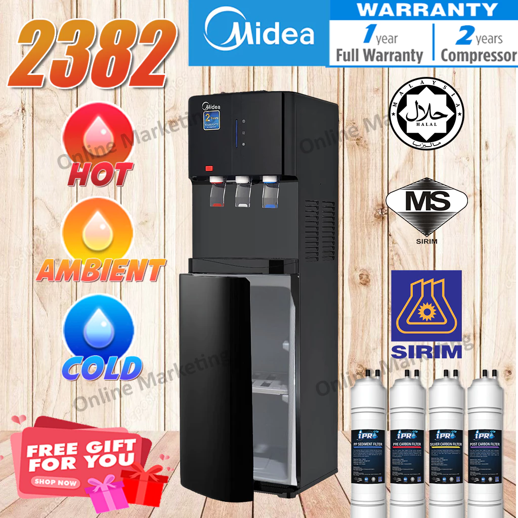 NEW DESIGN 2025 Midea Mild Alkaline Hot / Ambient / Cold Water Dispenser YL- 2382 - 4 Jakim Halal Water Filter - Image 8