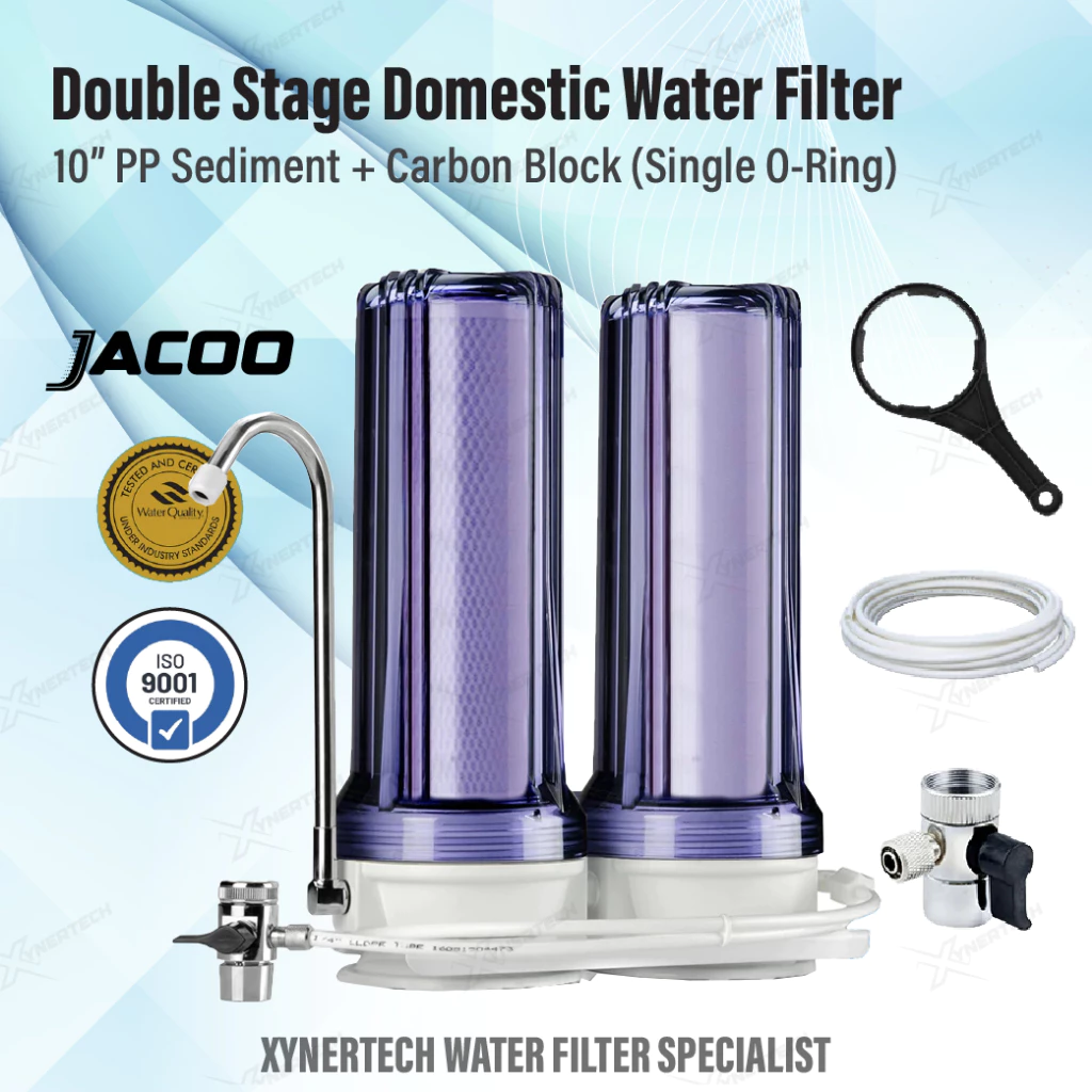 JACOO JAC-DSF10 Double Stage Domestic Double Water Filter with PP Sediment & CTO Double Filtration System