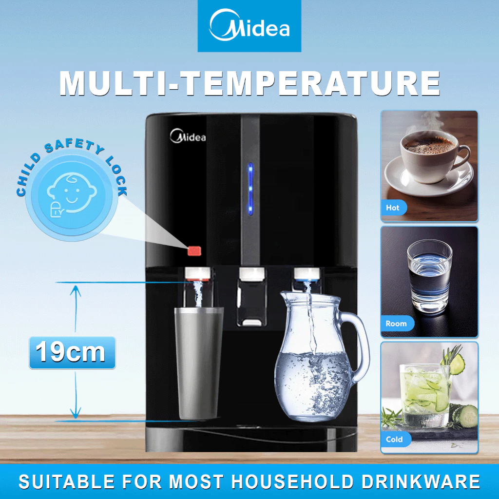 NEW DESIGN 2025 Midea Mild Alkaline Hot / Ambient / Cold Water Dispenser YL- 2382 - 4 Jakim Halal Water Filter - Image 6